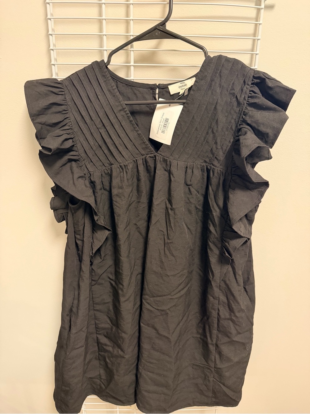 entro Black Ruffle Sleeve V-Neck Mini Dress